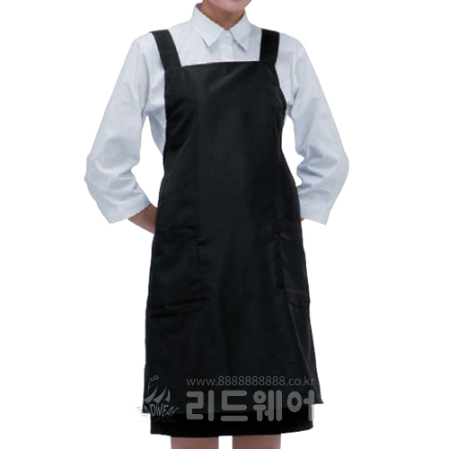 LIF119 - 검정 폴리 단추형 허리감김(랩) 앞치마